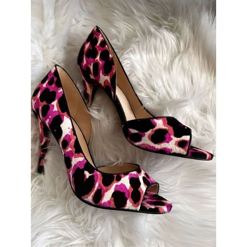 Peep Toe Pumps by Nine West - Size7 Pink, Black & pink - fur